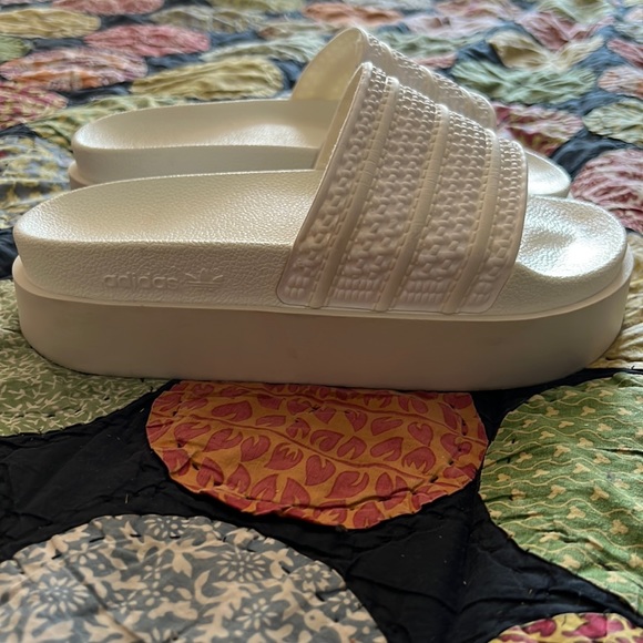 adidas Shoes White Adidas Adilette Bonega Chunky Platform Slides Sz